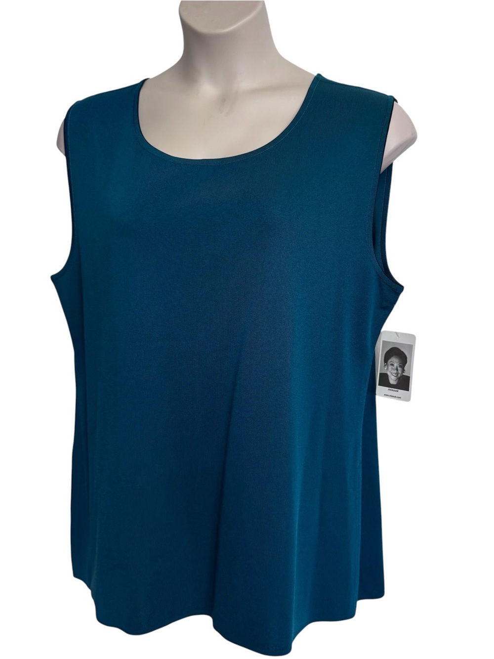 Exclusively Misook Tank Top Plus Size 3X Career Minimalist Acrylic Dark Teal